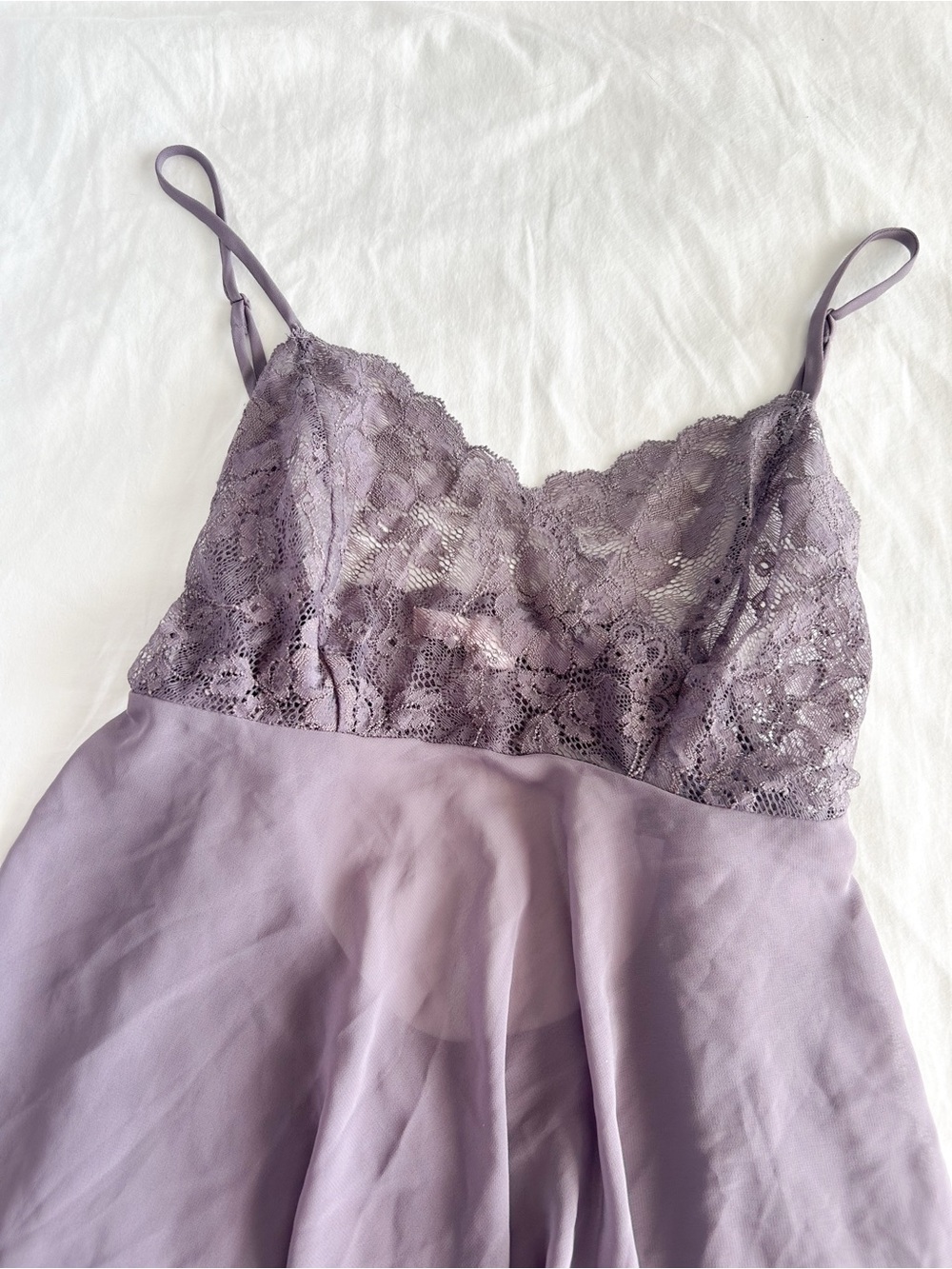Victorias Secret Lace-Trim Slip Dress in Dusty Lavender - Women Intimates
